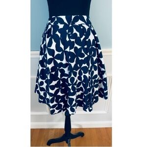 INC International Concepts Butterfly Field Skirt Flare Navy White Size 10 Medium